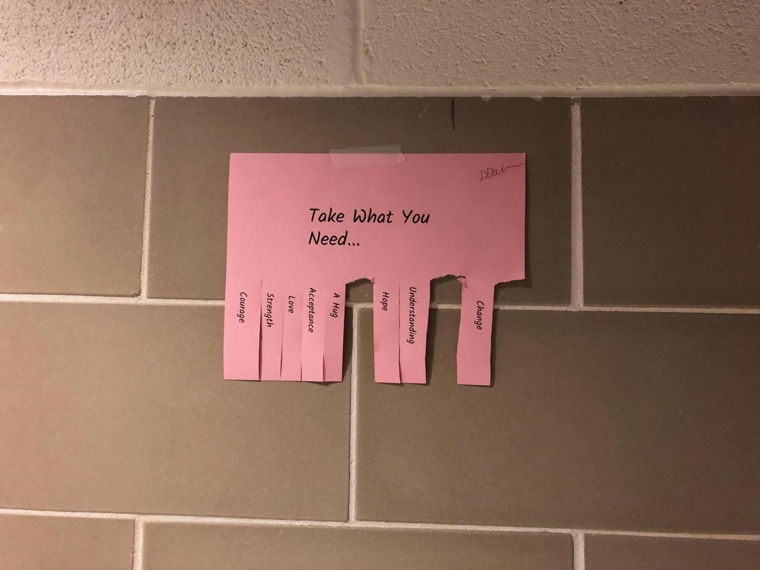 “Without the signs, I really don’t think as many people would be aware of Suicide Prevention Week going on. I loved getting the tearable notes from my friends in the hallways!” said senior Maggie O’Brien. It’s clear that the signs were able to raise a lot of awareness by themselves.