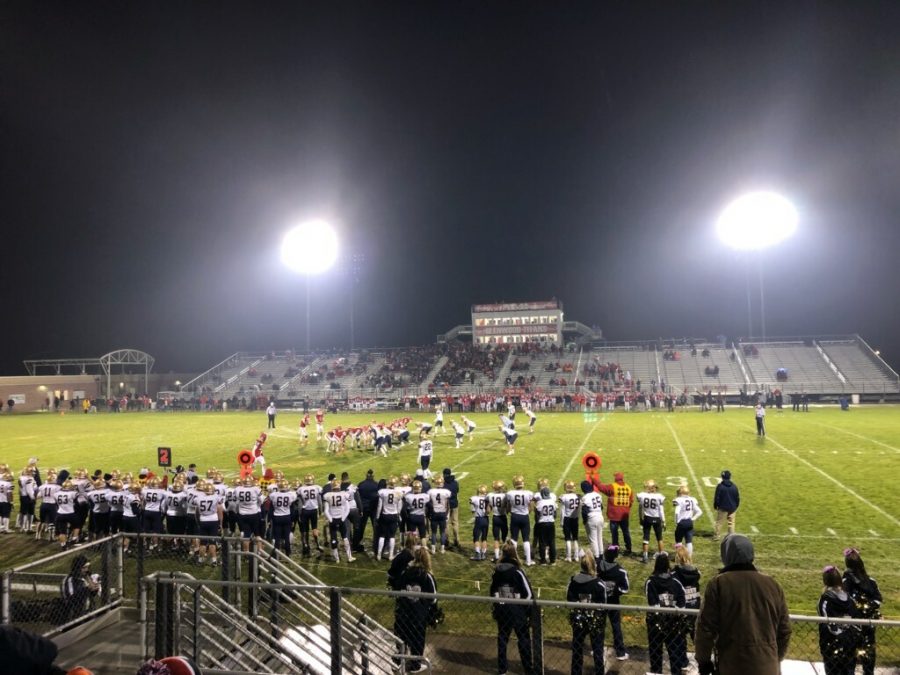 The Lemont Football team during their playoff game against Glenwood.