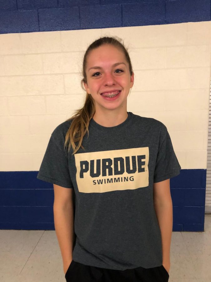 Sylvia Kobylak proudly represents Purdue swim. 