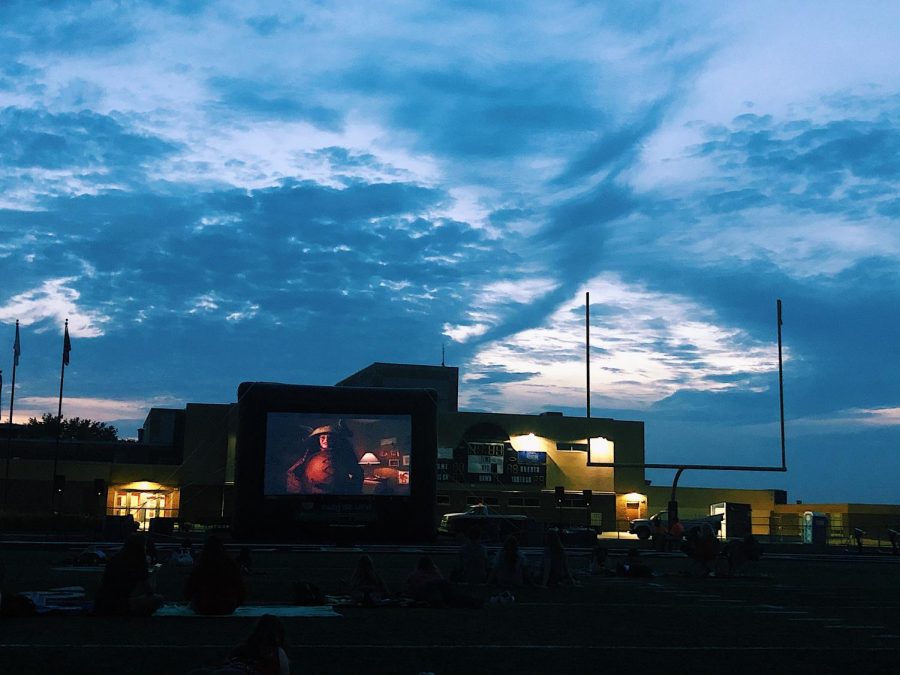 This was the first movie night that was hosted on the football field. The screen and tech setup was provided by the Lemont Park District 