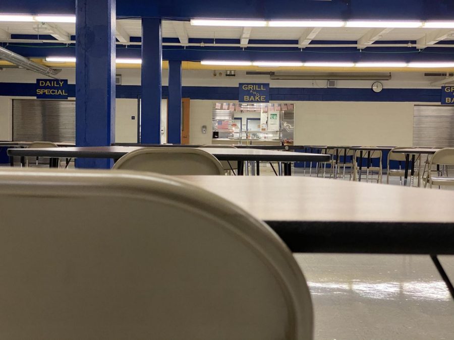 As the school year comes to a close, AP Testing for a wide assortment of classes begin. Chairs and tables socially distanced apart are set up in the Commons for students participating in testing. Chairs and tables in a cafeteria where not a single lunch period had taken place between any grade level for the 2020-21 school year. 