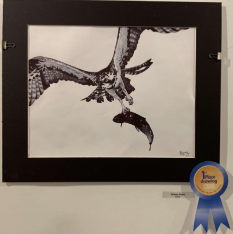 Delaney Plotke makes another appearance in this years winter exhibition. She has had plenty of former artwork appear in shows in which she won in digital art for her piece titled “Forget me not” in the previous exhibit “Everytime the bell rings.”