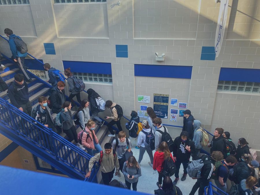 Passing periods are a time with the greatest contact and exposure between students as they crowd halls and stairways without social distancing.