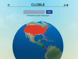 Globle, a globe game based on guessing countries using a color coded spectrum.