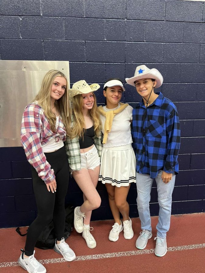 Freshmen start their first spirit week off strong, dressing up with a mix of country and country club. 