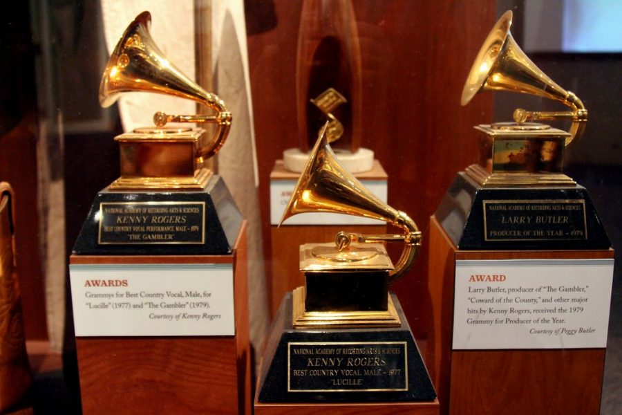 Past winners and their Grammy awards including country music star, Kenny Rogers.