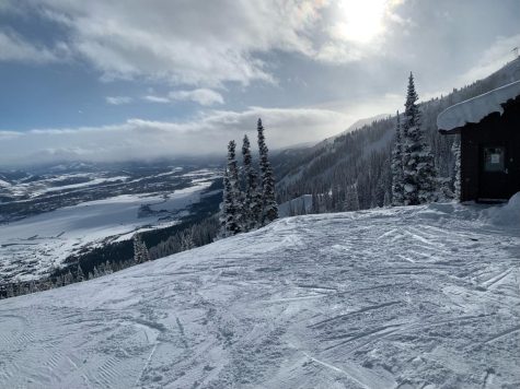 A view of the town of Jackson Hole, as seen from the top of the Casper Quad Chair at Jackson Hole Ski Resort.