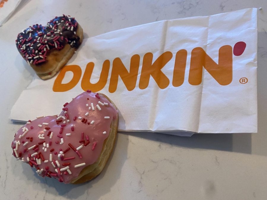 Dunkin’s heart shaped donuts are a bite full of love.
