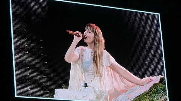Taylor Swift on Detroit Night two performing ‘the 1’ from her album folklore.