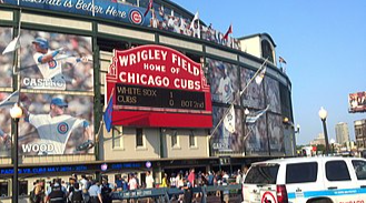 Scoreboard at the Cubs and Sox game.