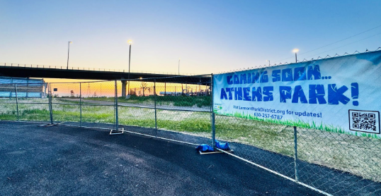 Athens Park at sunset.