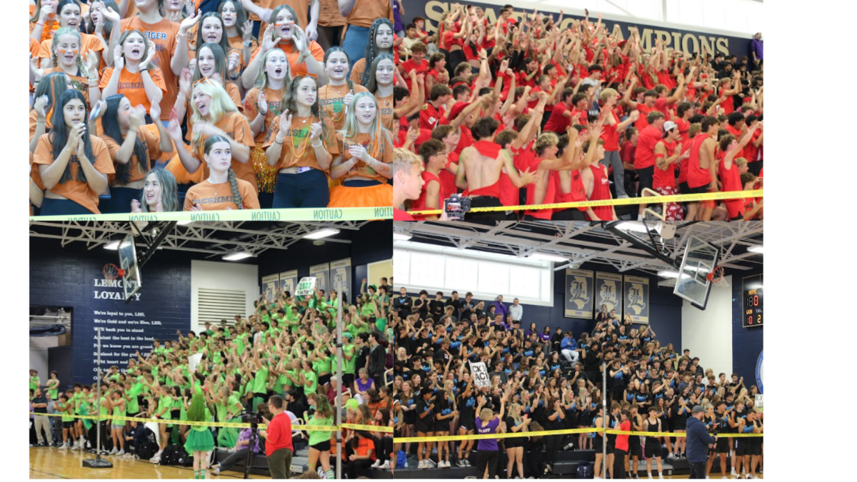 Grades come together to cheer on their classmates as they participate in Class Color Day games.