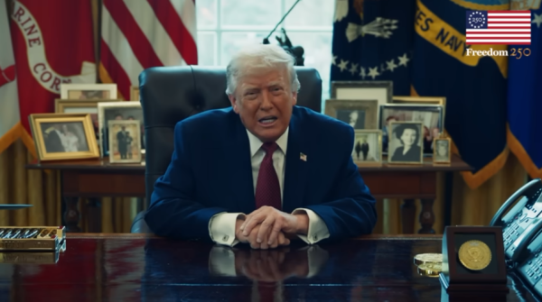 President Donald Trump announces the Patriot Games during a video press announcement.